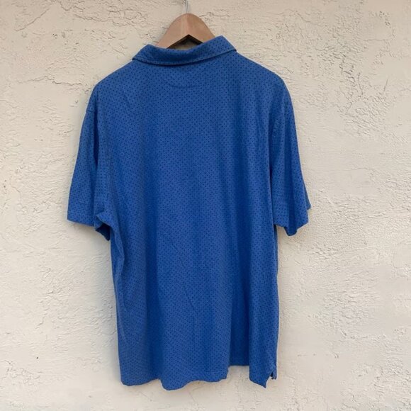 Peter Millar Silk Cotton Printed Polo Shirt Blue Print Size Large - Picture 2 of 3